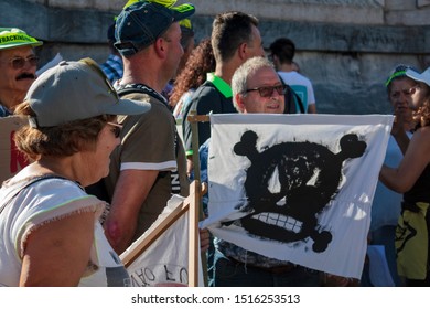 Lisbon, Portugal- 27 September 2019: Older People At Climate Change Protest March