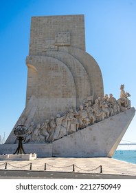 Lisbon, Portugal; 3 September - 2020: The Monument To The Discoveries Next To The Belém Tower Celebrates The Great Heroes Of The Portuguese Language.