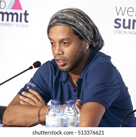LISBON, PORTUGAL - 9 NOVEMBER 2016: Brazilian Footballing Legend Ronaldinho Speaks To The Media At The Web Summit In Lisbon. 