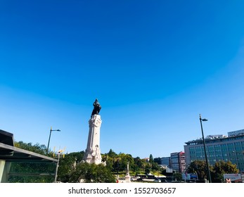 Lisbon, Portugal - 9.01.2019: The Marquis Of Pombal Square (Praça Do Marquês De Pombal).