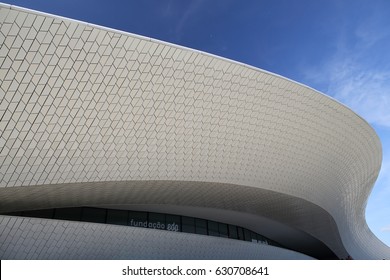 LISBON, PORTUGAL - April 14, 2017: Architectural detail of the MAAT (Museu de Arte, Arquitetura e Tecnologia) building on April 14, 2017 in Lisbon, Portugal.
