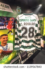 Lisbon, Portugal - April 2018: Cristiano Ronaldo Stand In FC Sporting Museum