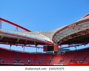 Lisbon, Portugal - August, 9, 2021 - Sport Lisboa E Benfica Football Stadium. Luz Arena. Mega LED Screen View