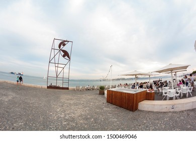 Lisbon, Portugal - Circa July,2019: Riverside At Cais Do Sodré In Lisbon