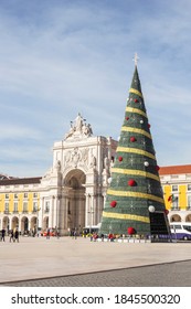 Lisbon / Portugal - December 13: 2019. Christmas Tree In Lisbon, Portugal