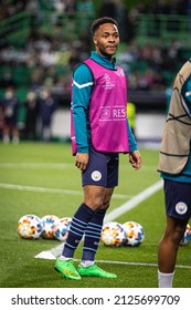 Lisbon, Portugal, Estadio Jose Alvalade - 02 15 2022: Champions League Best Of 16 - Sporting CP - Manchester City; Raheem Sterling During Warm Up