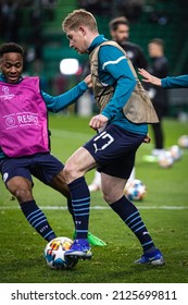 Lisbon, Portugal, Estadio Jose Alvalade - 02 15 2022: Champions League Best Of 16 - Sporting CP - Manchester City; Kevin De Bruyne During Warm Up