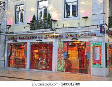 LISBON, PORTUGAL - FEBRUARY 14: Facade Of Fantastic World Of Portuguese Sardine Store On February 14, 2019. 