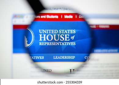 LISBON, PORTUGAL - February 24, 2015: Photo of united states house of representatives page on a monitor screen through a magnifying glass.