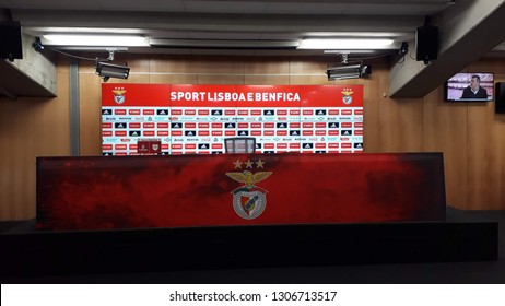 LISBON, PORTUGAL - JAN 27, 2019: Press Hall At Luz Stadium, Home Of S.L. Benfica.