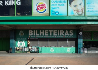 LISBON, PORTUGAL - JUNE 13, 2019: Ticket Office Outside Estádio José Alvalade In Lisbon, Portugal