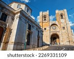 Lisbon, Portugal. Lisboa Cathedral (Se de aka Santa Maria Maior Church. Famous architectural landmark in the Alfama Old Town district. Sunny summer day with blue sky. Travel destination