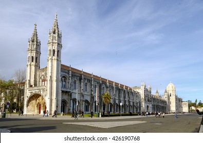 Lisbon, Portugal - March 19 , 2016: Jeronimos Monastery, a monastery of the Order of Saint Jerome located near the shore of the parish of Belem, in the Lisbon Municipality, Portugal.