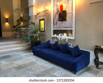 Lisbon / Portugal - March 19 2019: Boutique Hotel Lobby In Lisbon, Portugal