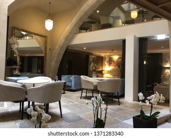 Lisbon / Portugal - March 19 2019: Boutique Hotel Lobby In Lisbon, Portugal