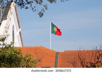 LISBON, PORTUGAL - MAY 28: A General View Of A Portuguese Flag After The Meeting Between Antonio Costa And Johannes Hahn In Lisbon, On May 28, 2021. 