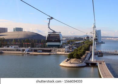 Lisbon. Portugal. May 30, 2018. Cableway. Altice Arena