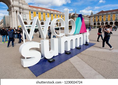 LISBON, PORTUGAL - NOVEMBER 07, 2018: A Sign For Europe's Biggest Tech Conference, The Web Summit