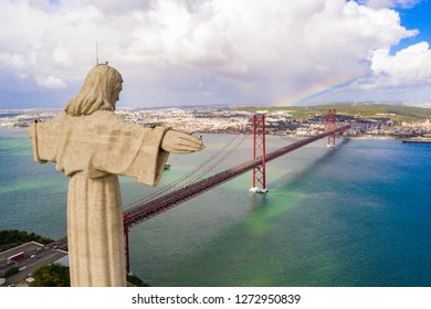 LISBON, PORTUGAL - NOVEMBER, 28, 2018: Jesus Christ monument "Cristo-Rei" in Lisbon, Portugal 