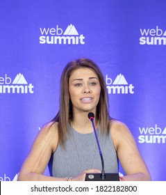 LISBON, PORTUGAL - NOVEMBER 6 2019: American MMA Fighter, Author & Model Paige VanZant, Speaks To The Media At Web Summit In Lisbon, Portugal.