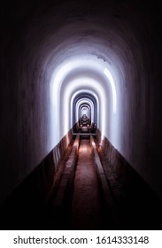 LISBON, PORTUGAL - OCTOBER 10, 2019: Water Conduit Of Águas Livres Aqueduct.