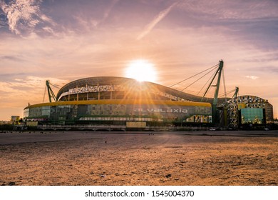 Lisbon PORTUGAL - OCTOBER 26, 2019 - José Alvalade Stadium (Sporting) Viewpoint With Colorful Sunset In Campo Grande