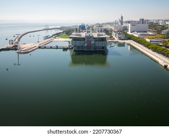 Lisbon, Portugal - September 22 2022: Aerial Footage Of Park Of The Nations In Lisbon (Parque Das Nações)