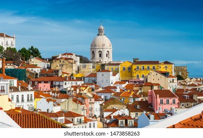 Lisbon, Portugal Town Skyline At The Alfama.