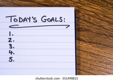 A List Of Goals To Be Achieved Today.