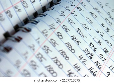 List Of Hand Written Numbers In A Spiral Bound Booklet