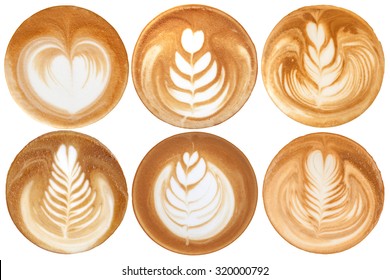 List of latte art shapes on white background isolated - Shutterstock ID 320000792