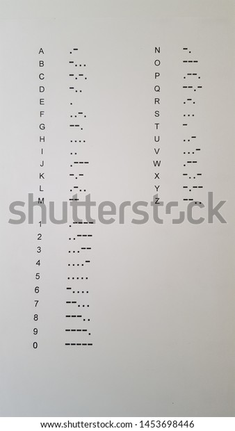 List Letters Numbers Morse Alphabet Stock Photo Edit Now 1453698446