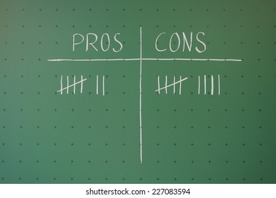 List Of Pros And Cons On A Chalkboard