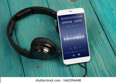 Listen Music Online Concept Online Music Player App On Smartphone