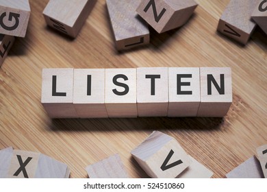 Listen Word Written Wooden Cube Stock Photo 524510860 | Shutterstock