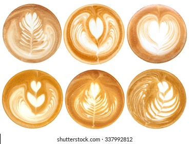 Lists of six latte arts style on white background - Shutterstock ID 337992812