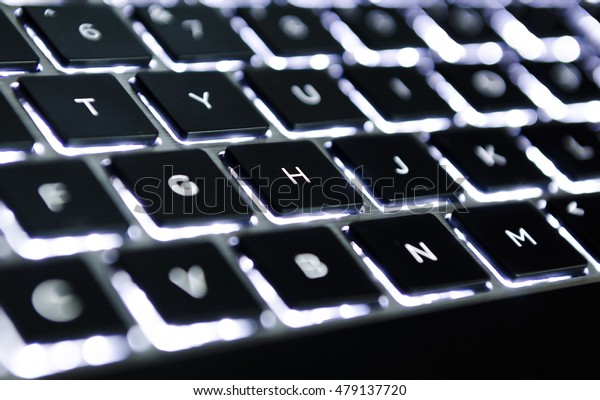 laptop with lit keys