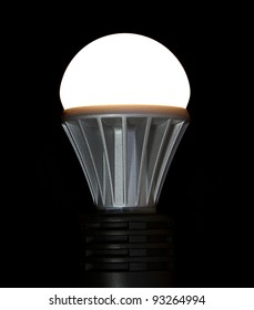 A Lit LED Bulb Isolated On A Black Background