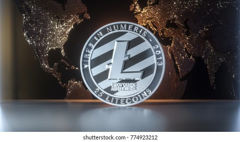 Litecoin - lite coin LTC  cryptocurrency on dark background