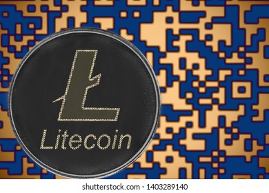 Litecoin ltc coin cryptocurrency on the background of crypto code
