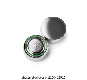 Lithium Button Cell Batteries On White Background