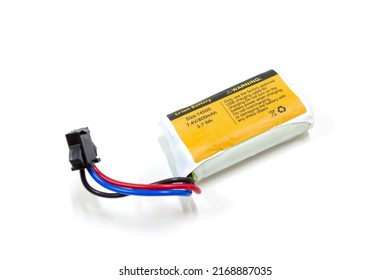 Lithium-ion battery for RC Toys on white background, Isolated.