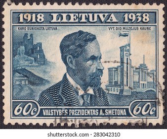 LITHUANIA- CIRCA 1938: stamp printed by Lithuania, shows Antanas Smetona-The President of the Republic of Lithuania, circa 1938