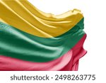 Lithuania flag waving on white background with clipping path. Cliping path is easily cutout the flag. Lithuania national flag for independence day.