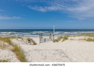 Lithuania, Klaipeda, Baltic Sea, Curonian Spit. Beach, Blue Sky, Grass, Ladder
