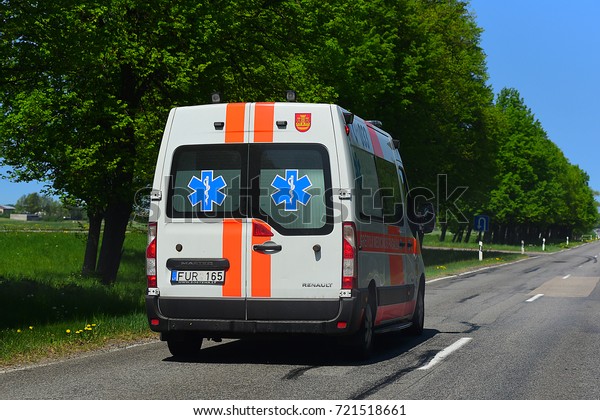 LITHUANIA-MAY 21: Ambulance van on the route\
on May 21,2017 in\
Lithuania.\
