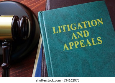 Litigation and appeals title on a book and gavel.