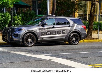 Lititz, PA, USA - August 21, 2020: A Lititz Police Department marked police cruiser parked in the downtown area of the borough.