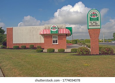 Lititz, Pa./USA-July 9, 2020: Rita's Italian Ice Is A Restaurant Chain, Based In Bensalem, Pennsylvania, Which Sells Mainly Italian Ice, Frozen Custard, And Specialty Creations.