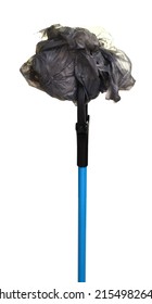 Litter Picker Holding Trash Plastic Bag On White 